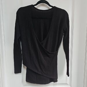 J. Crew Black Asymmetrical Wrap Top